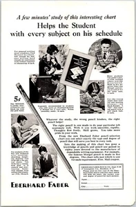 PRINT AD 1929 Eberhard Faber Pencil Helps Student with Every Subject 6.75 x 10 - Imagen 1 de 3