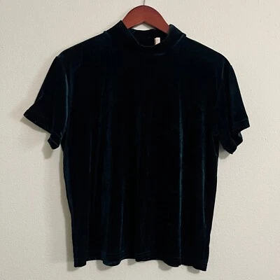 Blusa Top De Colección Impressions Whimsey Verde Manga Corta Cuello Simulado Terciopelo Talla L Foto 1 de 4