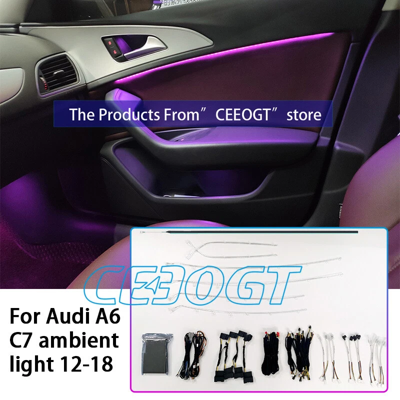 64 Colores APP Control LED Luz Ambiental Atmósfera Lámpara Para Audi A6 A7 C7 12-18 Foto 1 de 4
