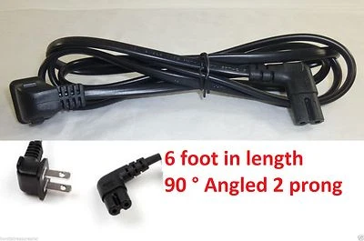 6 FOOT 2 Prong Right angled 90 degree power cord for samsung Philips Sony TV   - Image 1 of 4
