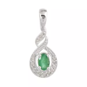 925 Sterling Silver Natural Ruby Emerald Sapphire Diamond charm Pendant Jewelry - Picture 1 of 10