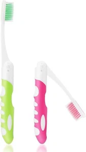 Toothbrush 2Pcs  Folding  Portable Soft Small Foldable Travel Camping Hiking - Picture 1 of 7
