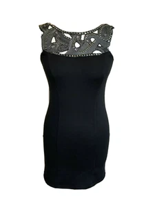 Mini Little Black Dress with Beading Around Neckline - Size 10 - New Look - Picture 1 of 12