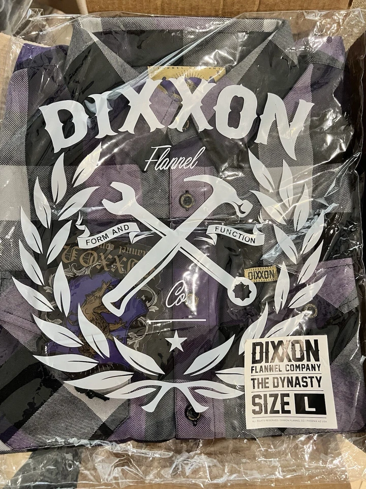 Dixxon 法兰绒男式大号“The Dynasty”全新原厂密封袋带标签! — 第 1/2 张图片