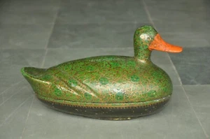 Vintage Handcrafted Fine Duck Shape Kashmiri Work Wooden Box - Picture 1 of 9