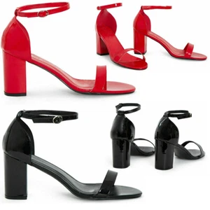 Womens Ladies Drag Queen Ankle Strap Buckle Open Toe Shoes Plus Sizes 9-12 UK - Picture 1 of 12
