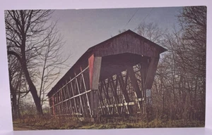 Cedar Chapel Covered Bridge, Garrett Indiana IN, Vintage Chrome Postcard - Picture 1 of 2