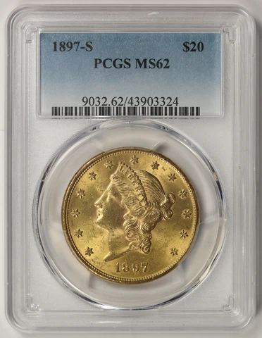 1897-S Liberty Head Double Eagle Gold $20 MS 62 PCGS Cover