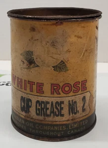 Vintage White Rose 5 Lb Cup Grease No 2 Advertising Can Canadian Bi-Lingual - Imagen 1 de 8