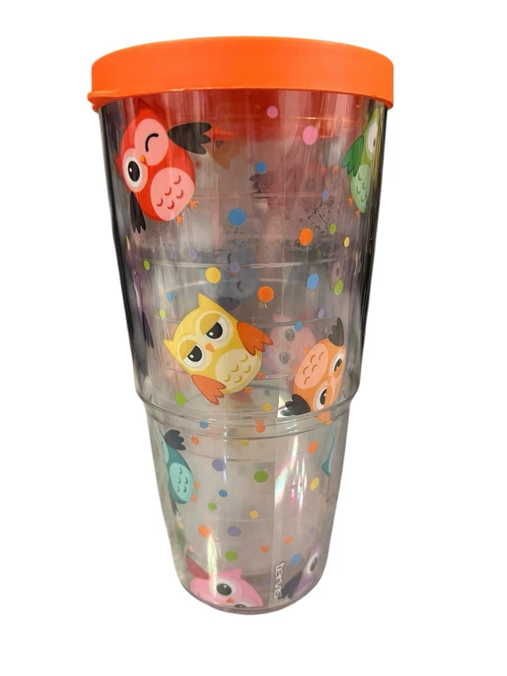 Vaso Tervis colorido búhos 24 oz vaso aislado con tapa de viaje naranja Foto 1 de 4