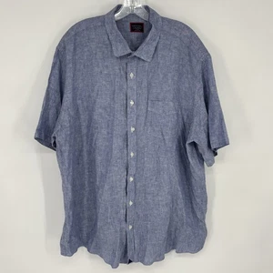 Untuckit Shirt Mens 3XL Blue Short Sleeve Button Front Linen Casual Vacation - Picture 1 of 7