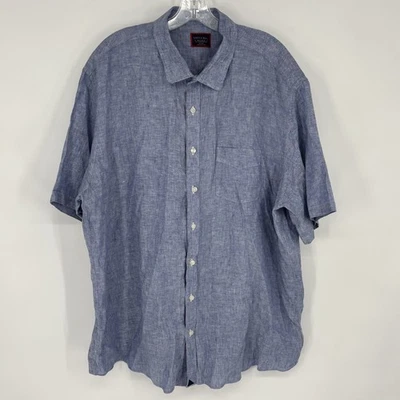Untuckit Shirt Mens 3XL Blue Short Sleeve Button Front Linen Casual Vacation - Image 1 of 4