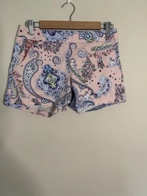Pantalones Cortos Express Para Mujer Talla 0 Rosa Estampado Paisley Mezcla Algodón Cremallera Lateral Verano Foto 1 de 4
