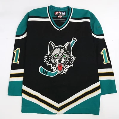 Camiseta deportiva vintage Chicago Wolves Sydney Gladue auténtica CCM talla 56 AHL IHL Foto 1 de 4