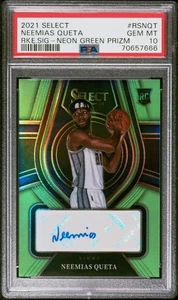 Neemias Queta 2021 Select Rookie Signature verde neón 76/99 RC automático PSA 10 POP 2 - Imagen 1 de 3