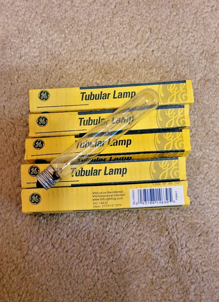 GE 25T6 1/2 incandescente 25 vatios 120 voltios # 14639 lote de 6 Foto 1 de 1