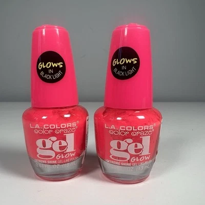 L.A. Colores Color Craze Gel Como Esmalte de Uñas Brilla en Luz Negra RAVE x2 Foto 1 de 3