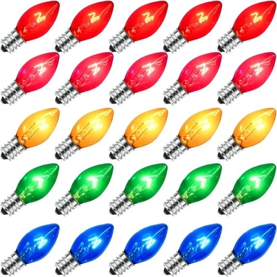 Pack de 25 Bombillas de Navidad de Repuesto Multicolor C7 Vintage Luz Colorida  Foto 1 de 4