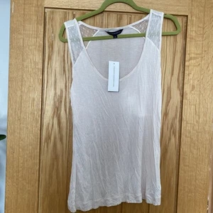 French Connection Women's Top Daisy Dot Pale Pink Light Sleeveless Sz XL BNWT - Picture 1 of 2
