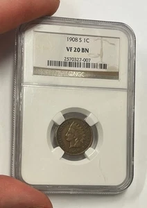 USA - 1908 - S Indian Cent (NGC VF 20 BN) - selten - Bild 1 von 6