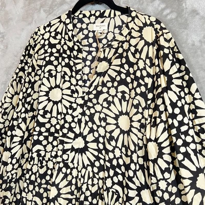 Vestido World Market L/XL Negro con Estampado Floral Crema Midi/Maxi Lagenlook Foto 1 de 4