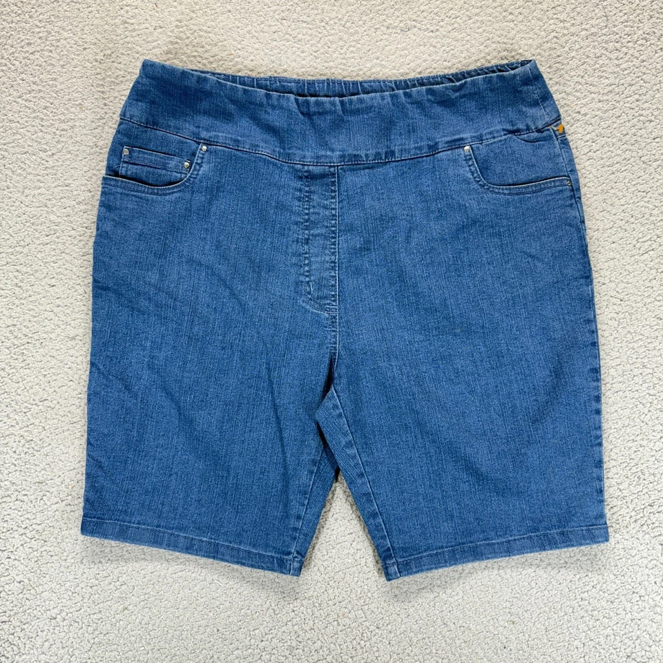 Pantalones Cortos Blair Azul Lavado Medio Mujer Talla 16P Pequeño Elastizados Tiro Alto Denim Pull On Foto 1 de 4