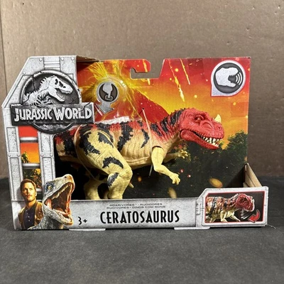 FIGURA DE ACCIÓN DINOSAURIO CERATOSAURUS ROARIVORES PARQUE JURÁSICO NUEVA CAJA MATTEL Foto 1 de 4