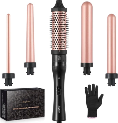 HAGLATER Curling Iron 5 in 1, Hair Curler Ceramic Curling Wand Set with 5 Interchangeable