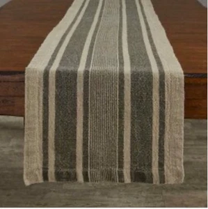 Braun/beige Streifen gewaschenes Leinen Tischläufer von Park Designs 60" - Bild 1 von 1