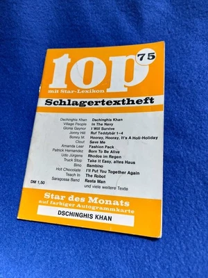 top Schlagertextheft Nr. 75, mit farbiger Autogrammkarte DSCHINGHIS KHAN, 1979. - Bild 1 von 4