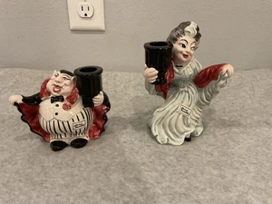 Vintage Fitz Floyd Dracula & Lady Vampire Hand Painted Candlestick Holders Set - Picture 1 of 9