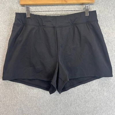 Pantalones cortos de natación Lands End negros parasol forro incorporado UPF bikini talla 12 Foto 1 de 4