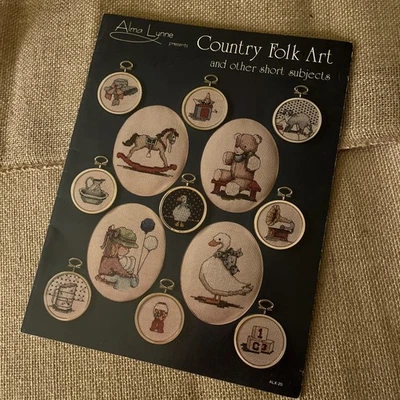 Country Folk Art Needlepoint Pattern Booklet 1983 Alma Lynne Cross Stitch - Image 1 of 4