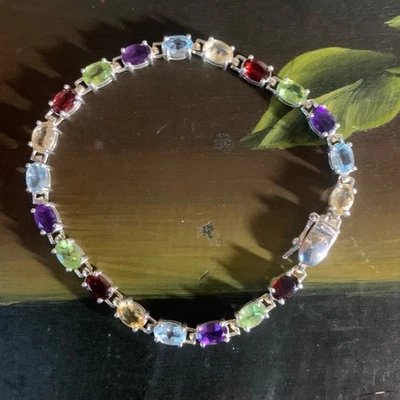 Pulsera Tenis Ross Simons Diseñador Vintage Piedras Preciosas Plata de Ley Talla 7 Foto 1 de 4