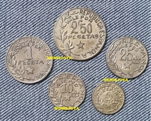 BONITA SERIE COMPLETA DE CONSEJOS MUNICIPALES MENORCA año 1937, 5 valores LATON - Picture 1 of 4