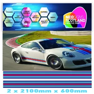 2x2100mm x 600mm Martini Racing Strisce laminate per adesivo Porsche le mans - Foto 1 di 1