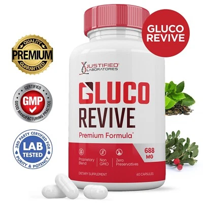 Gluco Revive Pills 688MG Soporte Sangriento Gluorevive Glyco Optimizer Paquete de 1 Foto 1 de 4