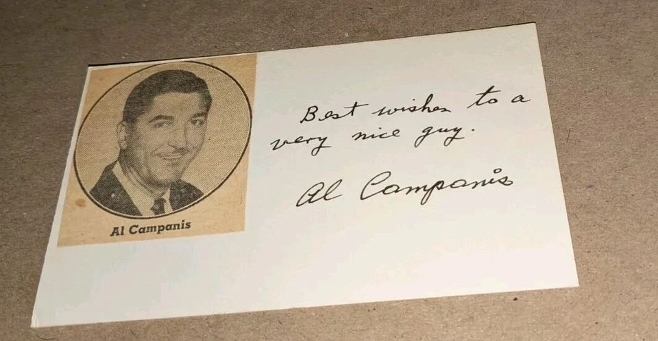 Al Campanis Los Angeles Dodgers Custom Signed Index Cut W/Our COA  - Image 1 of 1