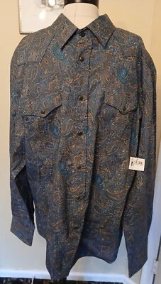 Camisa Starr Western Wear Para Hombres XXL Azul Cachemira Multicolor Vaquero a Presión Nueva con Etiquetas Foto 1 de 4
