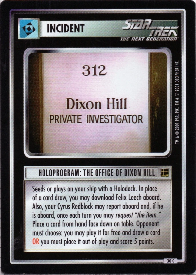 Star Trek CCG Holoprogram: The Office of Dixon Hill Near-Mint Common – HA 2001 - Image 1 of 1
