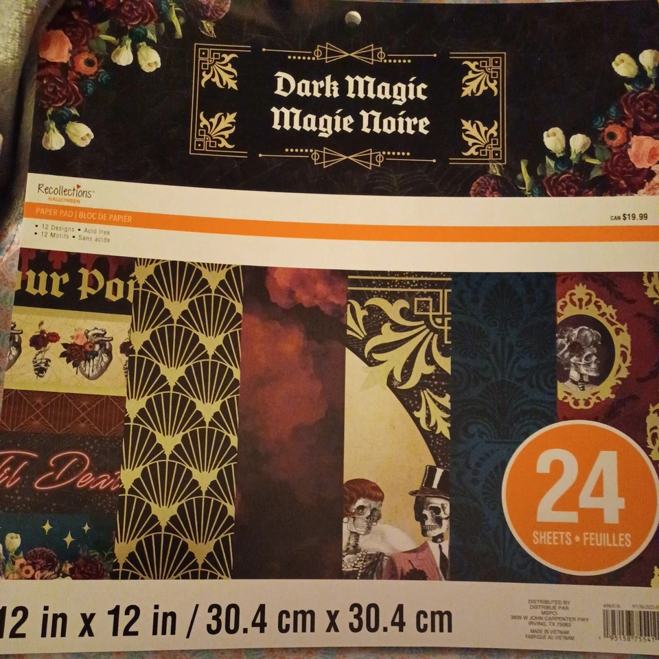 12x12 Halloween Dark Magic Scrapbook Paper 12 design 24 sheet Vintage Hollywood  - Image 1 of 4