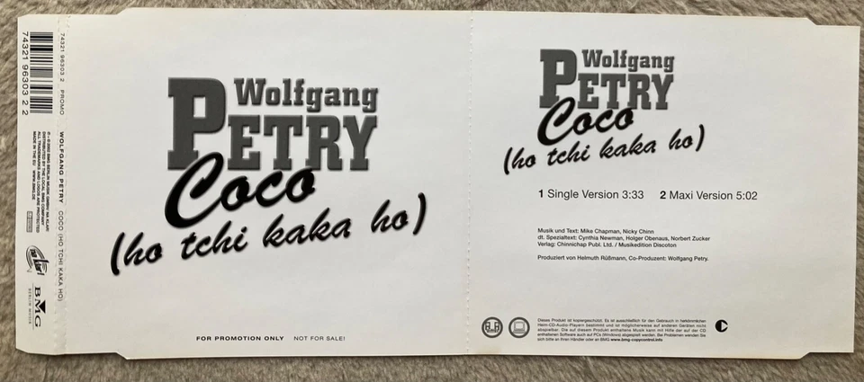 Wolfgang Petry - Coco (ho tchi kaka ho) / 2 Track PR-CD + Info - Bild 1 von 1