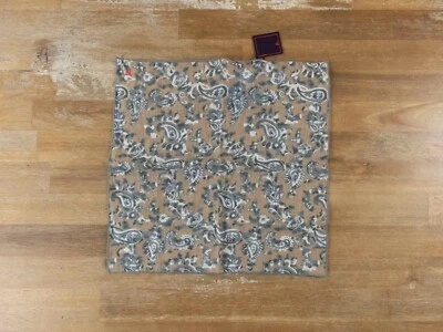 ISAIA Napoli beige y gris estampado paisley algodón lino bolsillo cuadrado auténtico nuevo con etiquetas Foto 1 de 3