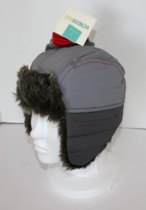 Boys Hunter / Trapper Hat & Mittens Gray Red WonderKids Toddler OSFM NWT - Picture 1 of 6