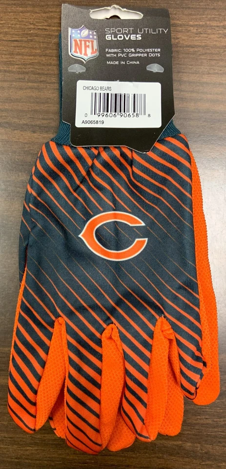 CHICAGO BEARS STRIPED UTILITY GRIPPER DOTS GLOVES NEW WINCRAFT 🐻 - Image 1 of 1