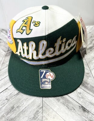 Sombrero ajustado de colección Oakland Athletics para hombre 7 3/8 verde escritura aguja americana Foto 1 de 4