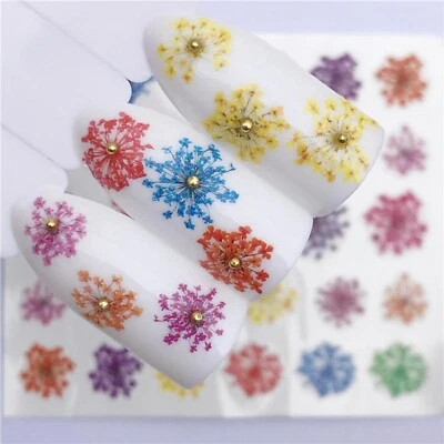 NAIL WATER DECALS EASTER Nail Art Wasseraufkleber Aufkleber Transfers Frühling Sommer getrocknete Blumen Blumen 3073