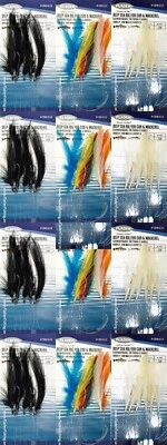 12 Fladen Feather Rigs Colour Black White Mix 6 Hook Size 2/0 Fishing Mackerel