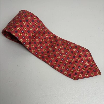 Corbata Aquascutum London 100 % seda hecha en EE. UU. roja geométrica 60” largo 3,75” ancho Foto 1 de 4