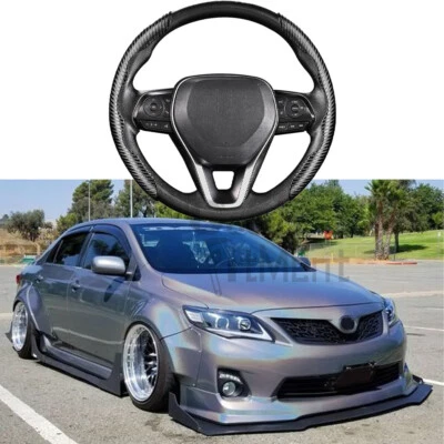 For Toyota Corolla 15" 2x Car Steering Wheel Booster Cover Carbon Fiber Non-Slip - image 1 of 4